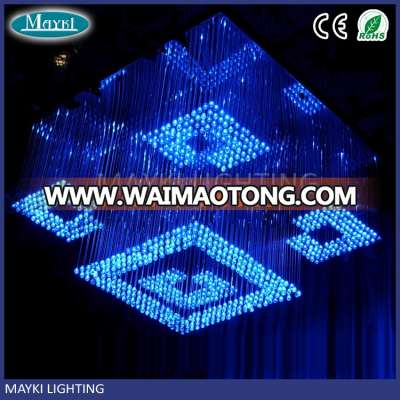 Customized colors-changing fiber optic chandelier pendant light for hotel and lobby