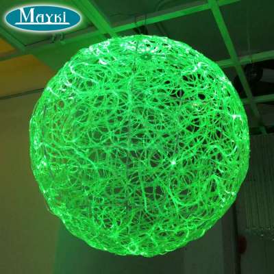 Spherical led fiber optic chandelier for low ceiling