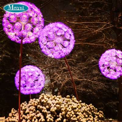 IP68 RGB fiber optic light artificaial dandelion flower light for park garden outdoor decoration dubai